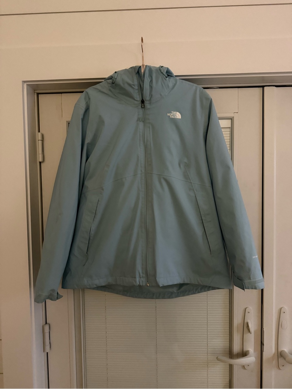 The North Face Women's Light Blue Hooded Waterproof Ski Jacket